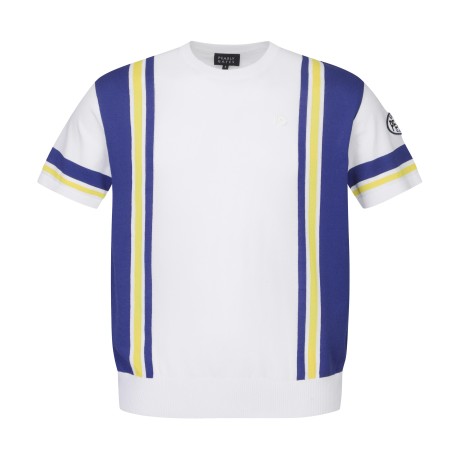 남성 컬러 라인 로고 패치 니트 탑