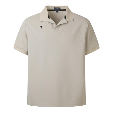 남성 로고 레터링 오픈 칼라 반팔 티셔츠