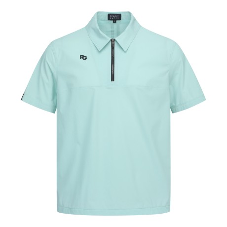 [냉감]남성 백 매쉬 하프 집업 카라 반팔 티셔츠