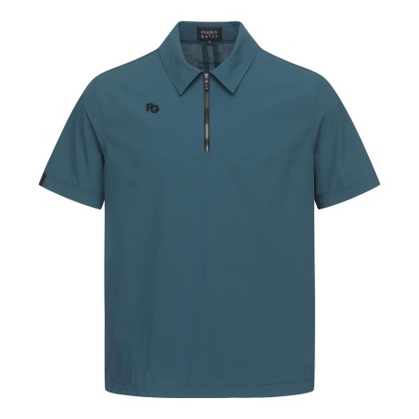 [냉감]남성 백 매쉬 하프 집업 카라 반팔 티셔츠