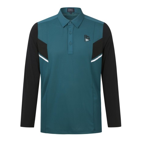 남성 냉감 소매 메쉬 칼라 티셔츠