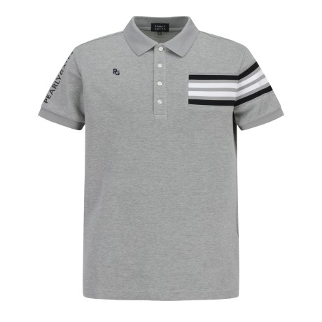 남성 스트라이프 블록 니팅 칼라 반팔 티셔츠