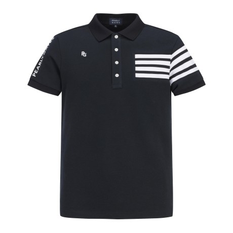 남성 스트라이프 블록 니팅 칼라 반팔 티셔츠