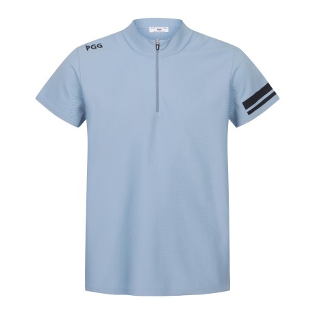 남성 백 스트라이프 로고 반집업 티셔츠