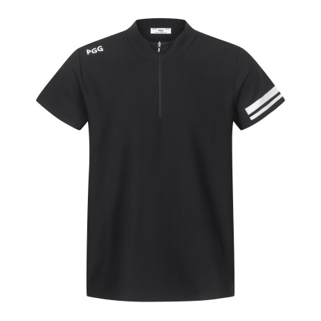 남성 백 스트라이프 로고 반집업 티셔츠