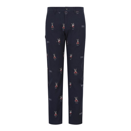 [가격인하] 남성 바니 자수 패턴 슬림핏 팬츠