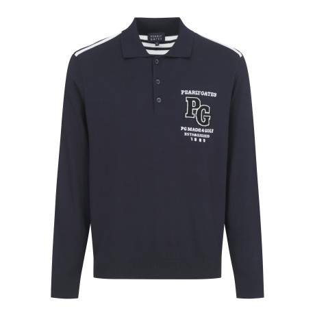 남성 백 스트라이프 로고 카라 니트