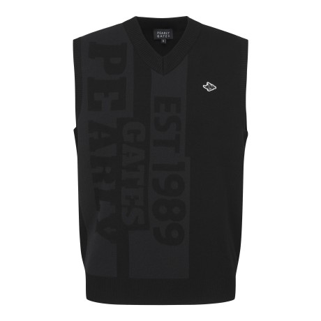 [가격인하] 남성 로고 자카드 브이넥 니트 베스트