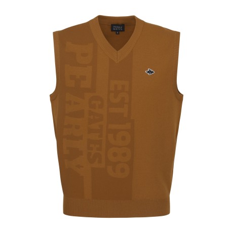 [가격인하] 남성 로고 자카드 브이넥 니트 베스트