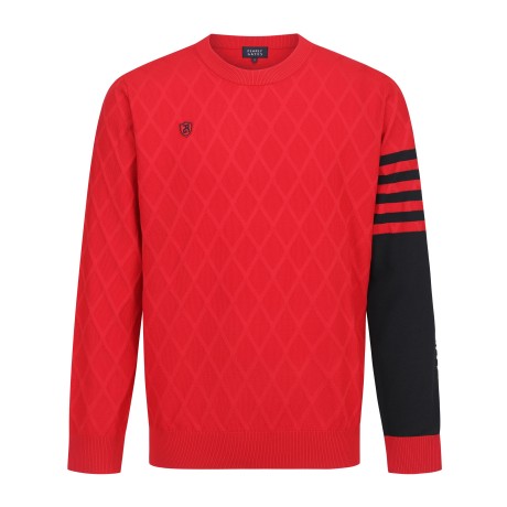 남성 아가일 자카드 컬러 블록 스웨터