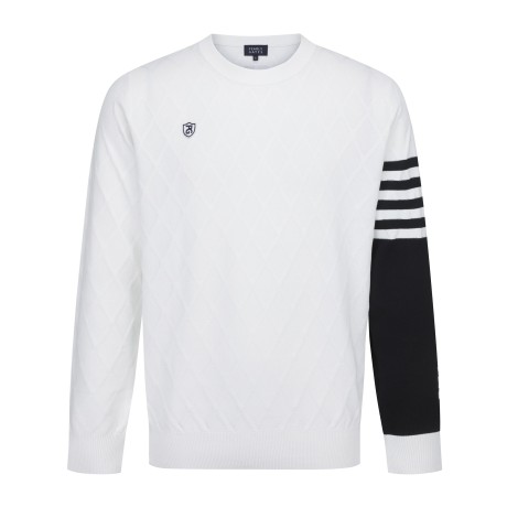 남성 아가일 자카드 컬러 블록 스웨터