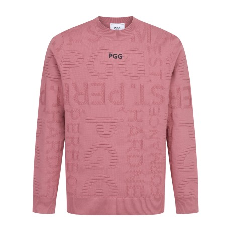[가격인하] PGG 남성 레터링 자카드 라운드 스웨터