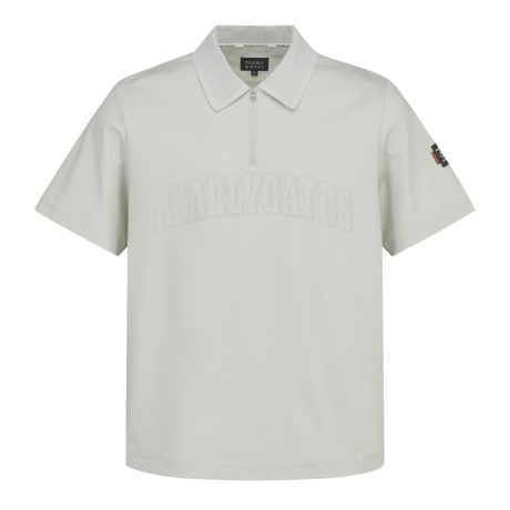 남성 레터링 로고 하프 집업 반팔 티셔츠