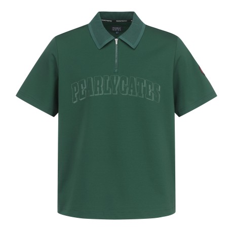 남성 레터링 로고 하프 집업 반팔 티셔츠