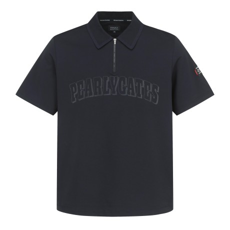 남성 레터링 로고 하프 집업 반팔 티셔츠