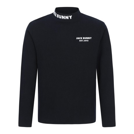 남성 로고 포인트 잭바니 솔리드 모크넥 티셔츠