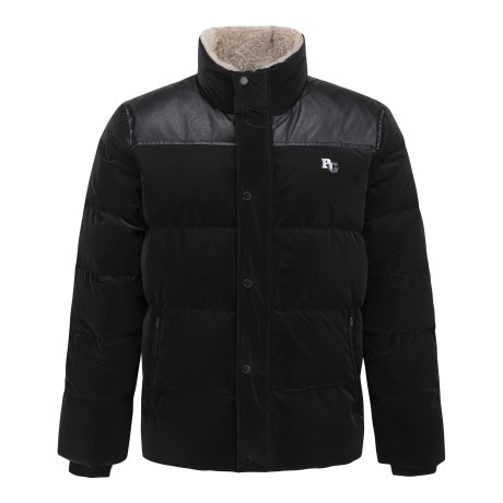 [가격 인하] 남성 페이크 레더 보아퍼 블록 구스 다운 점퍼