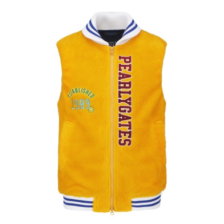 남성 양모 로고 자수 니팅 칼라 집업 베스트