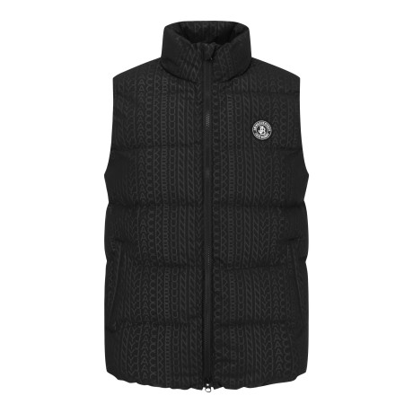 남성 레터링 패턴 잭바니 솔리드 집업 패딩 베스트