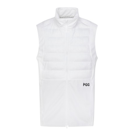 남성 PGG 레터링 패딩 블록 집업 베스트