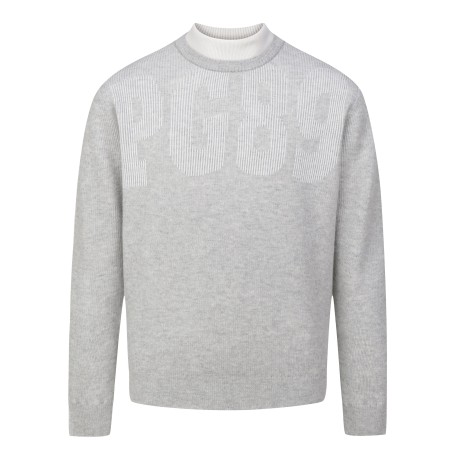 [가격 인하] 남성 컬러 레터링 모크넥 방풍 레이어드 스웨터