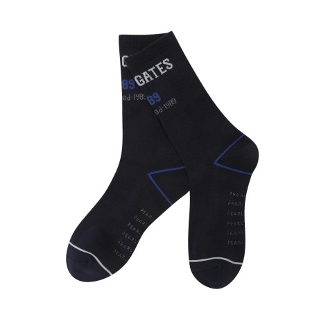 남성 배색 로고 논슬립 중목 양말