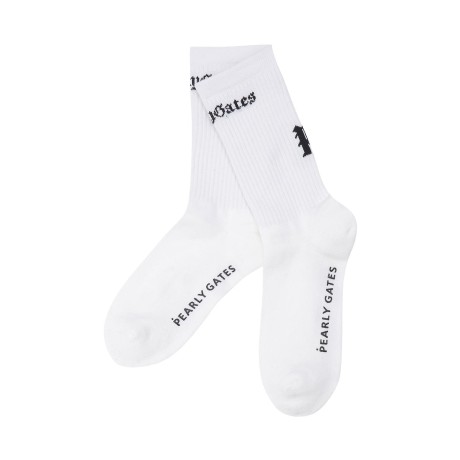 남성 배색 로고 중목 양말