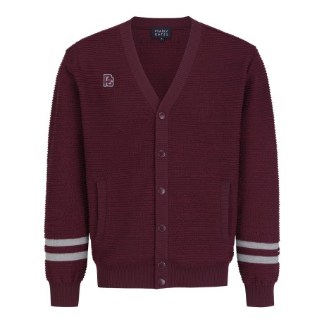 [ONLY BUCKET] 남성 로고 패치 부클 니트 가디건