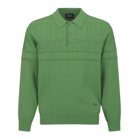 남성 로고 자카드 블록 칼라 스웨터