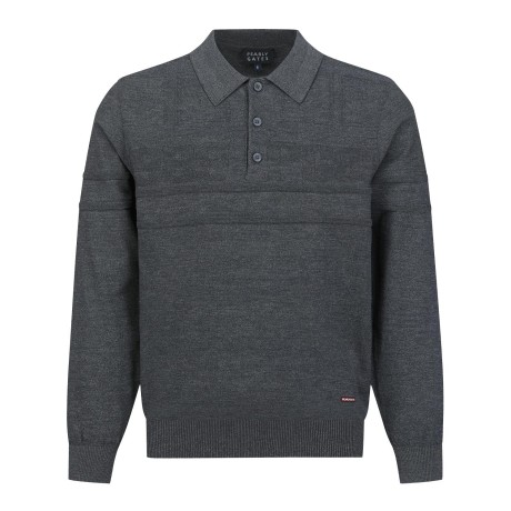 남성 로고 자카드 블록 칼라 니트 스웨터