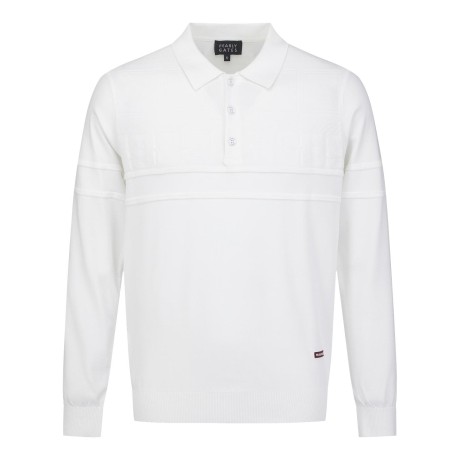 남성 로고 자카드 블록 칼라 스웨터