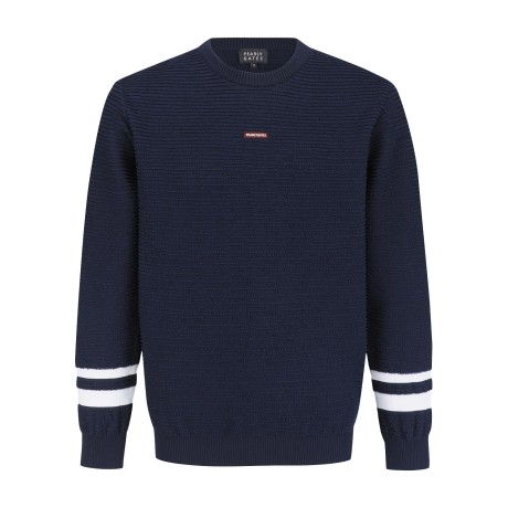 남성 배색 라인 부클 긴팔 니트