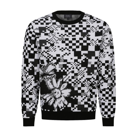 [ONLY BUCKET] 남성 플로럴 체크 자카드 니트