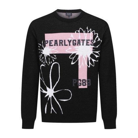 [ONLY BUCKET] 남성 플로럴 자카드 로고 니트