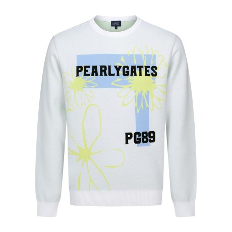 남성 플로럴 자카드 로고 니트