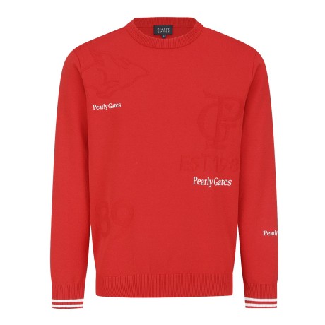 남성 심볼 패턴 긴팔 니트