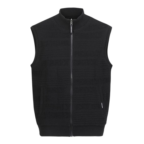 남성 니트 자카드 집업 베스트