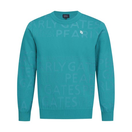 남성 로고 음각 패턴 긴팔 니트