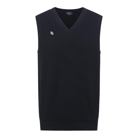 남성 백 사선 로고 브이넥 니트 베스트