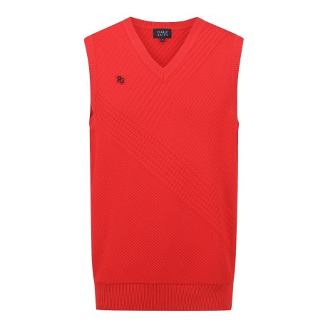 남성 백 사선 로고 브이넥 니트 베스트