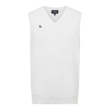 남성 백 사선 로고 브이넥 니트 베스트