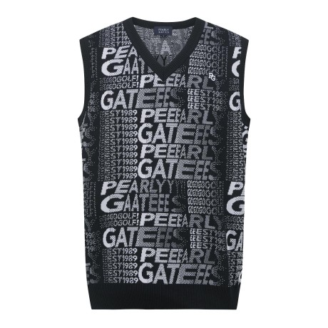 남성 로고 패턴 브이넥 니트 베스트