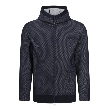 남성 PGG 타공 자카드 후드 집업 니트