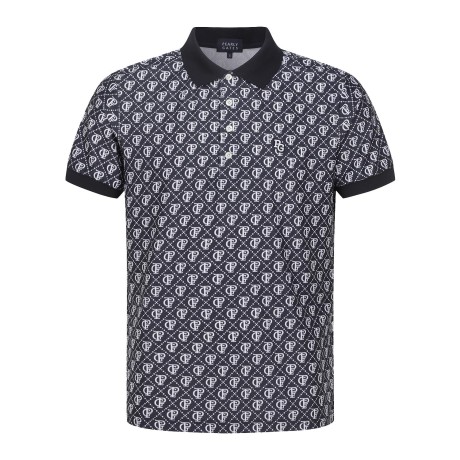 남성 로고 아가일 패턴 칼라 반팔 티셔츠