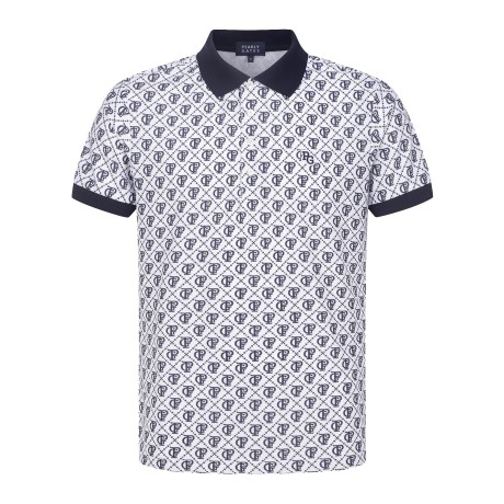 남성 로고 아가일 패턴 칼라 반팔 티셔츠