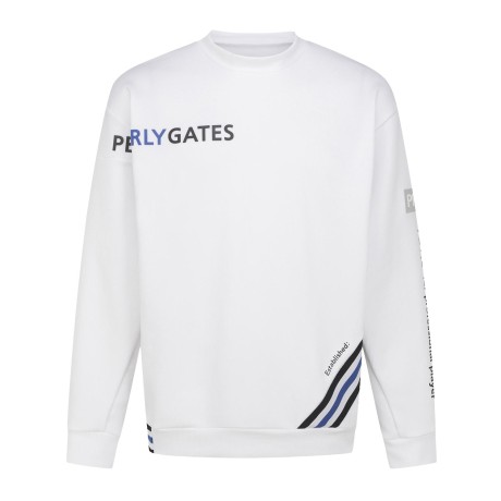 남성 배색 라인 로고 오버핏 스웻셔츠