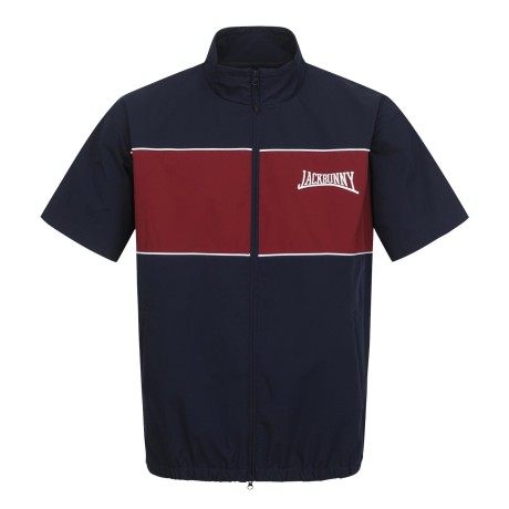 남성 잭바니 컬러블록 로고 방풍 반팔 점퍼