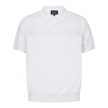 남성 타공 니팅 우븐 블록 칼라 냉감 반팔 스웨터