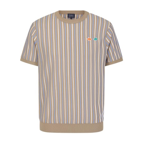 남성 바니 패치 스트라이프 반팔 니트