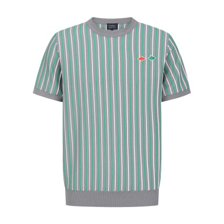 남성 바니 패치 스트라이프 반팔 니트